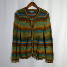 VTG Koret Womens Boho Rainbow Striped Indie Cardigan Size S Hippie Grunge Twee picture