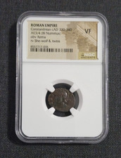 Roman Empire Constantinian BI Nummus cAD 330-340 Roma/She-Wolf &Twins NGC VF picture