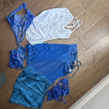 Frederick's of Hollywood Avichove Vintage Blue/White Lace Satin Lingerie Lot picture