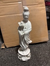 Chinese Blanc de Chine Style Porcelain Guanyin Lotus Figure 25cm White picture