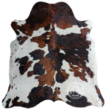 Real Cowhide Rug Tricolor - Size 6 x 6-7’ picture