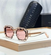 Philipp Plein SPP099V Hexagon Sunglasses Pink Tortoise 52-18-140 picture