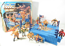 VTG 1989 Hasbro Official WWF Wrestling Ring w/ 12 Figures & Original Box picture