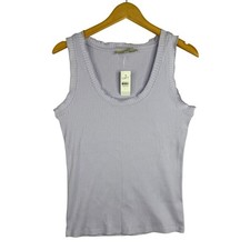 NWT LOFT Womens Ribbed Ruffle Tank Size Large Lilac Purple picture