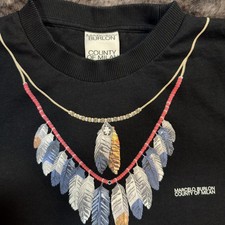 Marcelo Burlon Feather Necklace T Shirt Black Men’s Size S picture
