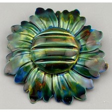 Vintage Original By Robert Brooch Tie Dye Enamel Flower Green Blue Oil Slick picture