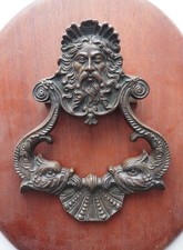 RARE 1930's Antique MAX LE VERRIER  Bronze Poseidon Monster Door Knoker $3500 picture