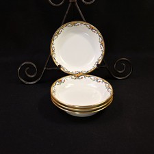 Limoges Vignaud 4 Coupe Fruit Bowls The Meuse Red Yellow Blue Gold 1911-1920 picture