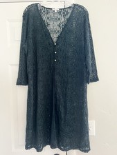 Maurice’s Women’s XL Green Lace V-Neck Button Front Shift Knee Dress picture