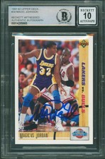 Lakers Magic Johnson Signed 1991 Upper Deck #34 Card Auto 10 BAS Slabbed picture