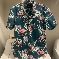 Bonobos Riviera Shirt Mens Medium Slim Fit Teal Pink Floral Tropical 16820-MTA83 picture