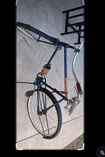 1939 Elgin Vintage Steel Cruiser Bicycle Blue/Brown w/ Leather Saddle, Grips, picture