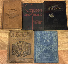 Lot of 5 Antique School Textbooks Early 1900’s Vintage Books, Learning to Read picture