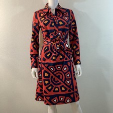 Lanvin Paris Mod Belted Shirt Dress 1970s Vintage Long Sleeve, Dagger Collar, 10 picture