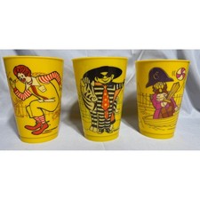Vintage 1978 McDonalds Plastic Cups Set of 3 Ronald Hamburglar Captain Crook picture
