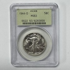 1944-D Walking Liberty Half Dollar Silver Coin PCGS MS63 Graded 50C picture