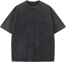 Men's Oversized Cotton T-Shirt Casual Vintage Washed Loose Fit Short Sleeve Tee picture