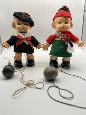 Lot of 2 Vintage Style Boy Ramp-Walker String -Pull Dolls picture