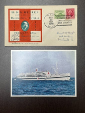 USS Relief (AH-1) 1934 Naval Cachet SIGNED Cover & Vintage Postcard 5B1036 picture
