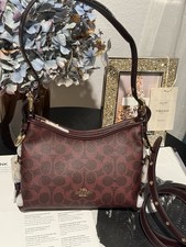 NWT Coach Laurel Shoulder Bag 22 Buckles Signature Canvas Black Current cfp26 picture