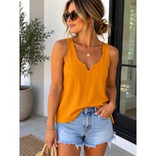 Pilcro and the Letterpress Orange anthropologie V Notch Tank Top XL picture