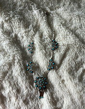 Vintage sterling silver turquoise cluster necklace. Zuni jewelry tradition picture