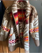 Vintage “Justin Kraff” Pendleton Woman’s Navajo Wool Reversible Coat, Size 2XL  picture
