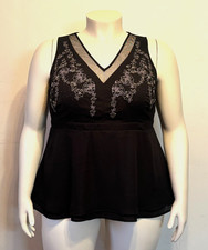 Torrid Plus 2X Black V Neck Chiffon Babydoll Top w/ Embroidery and Beading NWOT picture