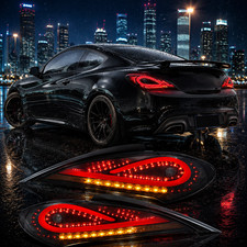 Tail Lights For 2010-2016 Hyundai Genesis Coupe Black Smoked LED Sequential Set picture