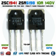 1pair 2SA1941 & 2SC5198 A1941+C5198 Toshiba Transistor PNP NPN 10A 140V 100w USA picture