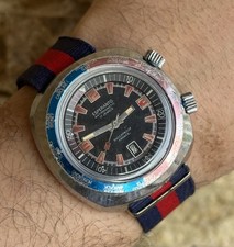 Vintage Esperanto World Time Diver Manual Wind 43mm 1970s Jumbo Black Dial GMT picture