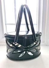 Vintage Saks Fifth Avenue Lucite Box Purse: Mid-Century Black Lucite Handbag picture