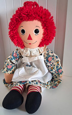 Knickerbocker Raggedy Ann Vintage 1986 Cloth Doll Floral Dress Red Yarn Hair picture