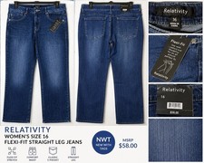 NWT Relativity Women’s Size 16 Flex-Fit Straight Crop Cuffed Stretch Jeans Blue picture