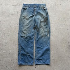 Vintage 70s Blue Carpenter Workwear Distressed Jeans 33x30 1970s True Vintage picture
