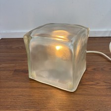 Vintage IKEA Iviken Ice Cube Table Lamp Frosted Glass Block picture