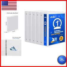 ViVin Sturdy 3 Ring Binder 1 Inch 2 Interior Pockets, 6 Pack, White WA-A2130-6WH picture