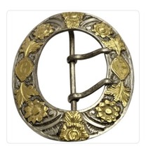 Rare Eugen Marcus Berlin 800 Silver belt buckle in gilded hammered repoussé  picture