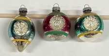 Vtg Shiny Brite Double Indent Reflector Christmas Ornaments Mercury Glass 3pc picture