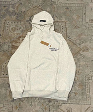 Essentials Fear of God Men's Gray Pullover Hoodie Logo Hooded Long Sleeve L picture