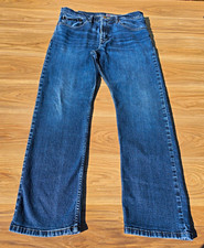 Wrangler Men’s Slim Straight Blue Medium Wash Stretch Denim Jeans Size 34 picture