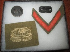 Original WWI U.S. tank corps disc, hat pin, patch, and overseas stripe  picture