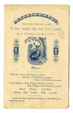 Union Banquet Hall Menu 1888 Stag Tongue Stewed Oysters Faribault Minnesota picture