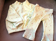 Cat & Jack Girls 6-9M 2pc Ribbed Floral Quarter Zip Sweatshirt & Pants Set picture