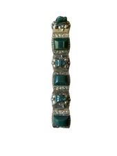 Vintage JPR Taxco Mexican Silver Bracelet & Earring Set, Eagle Mark, Chrysoprase picture