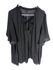 TORRID Blouse Plus Size 5 5X Black Pullover Relaxed Lightweight Top Womens picture