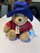 VTG Paddington Bear Plush by Eden Toys. Blue Hat with Red Coat and Tags 16” picture