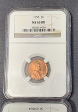 1955 P Lincoln Wheat Cent Penny NGC MS66 RD.. BEAUTIFUL LUSTER  & TONING picture