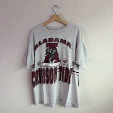 Vintage 90s Alabama Crimson Tide Wrap Around T-Shirt College Size L Gray picture