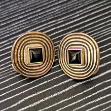 EXTREMELY RARE RETIRED JAMES AVERY STERLING SVR SQUARE BLACK ONYX SWIRL EARRINGS picture